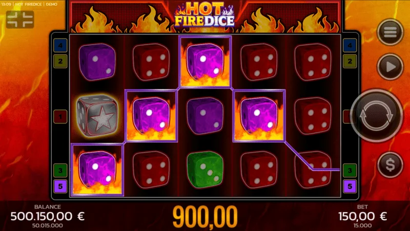Hot Fire Dice - grundspil og ekspanderende Fire Blaze symbol