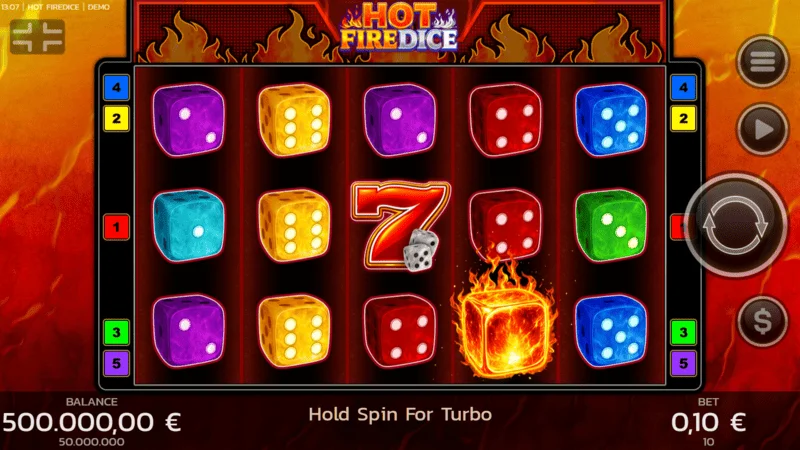 Hot Fire Dice - spillefelt med flammende syvere